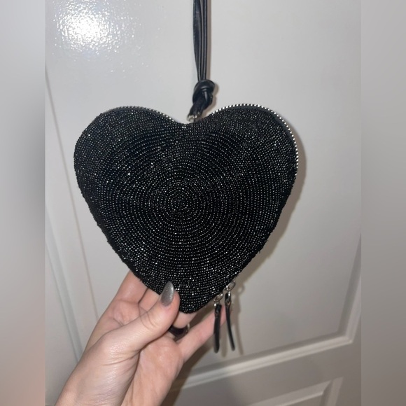 New! Staud Beaded Heart Clutch Bag in Black 🖤 🪩 Runway! - Picture 14 of 16
